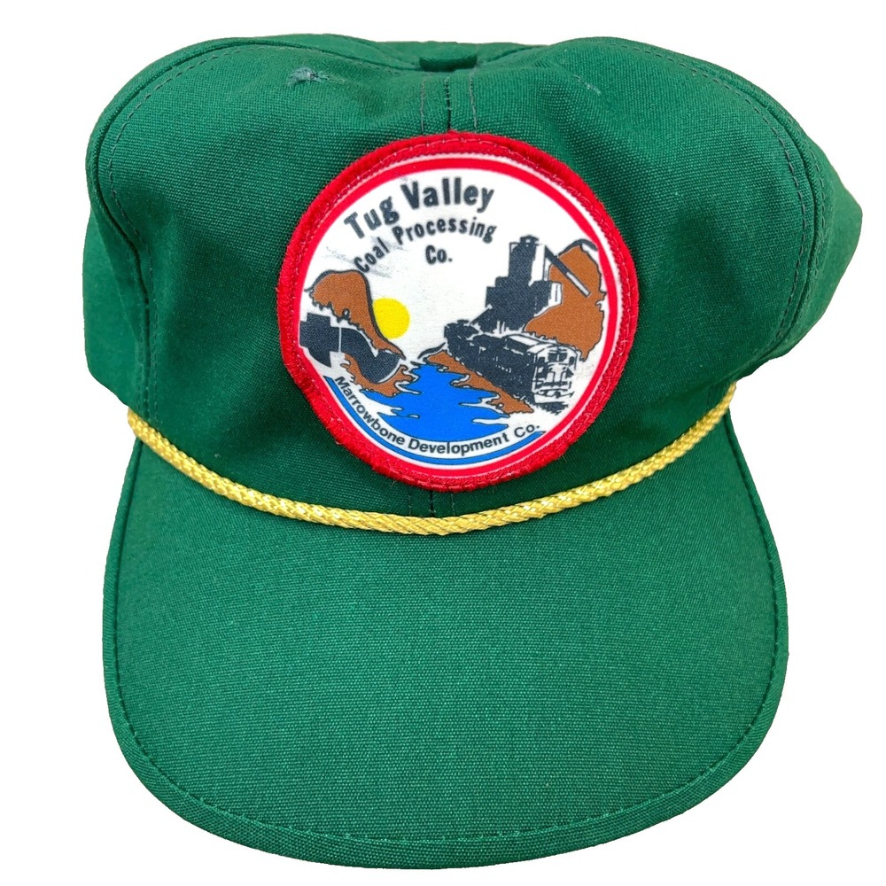 Vintage Tug Valley Coal Hat Cap Strap Back Trucker Rope Patch Made In USA Mining